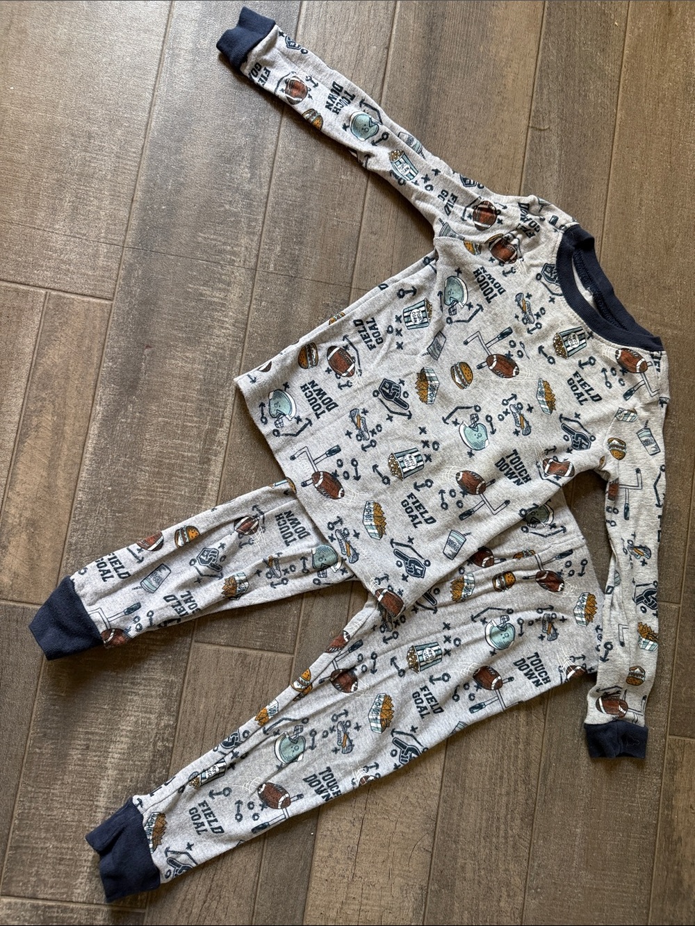wonder nation Gray and Navy Football Print Kids Pajama Set